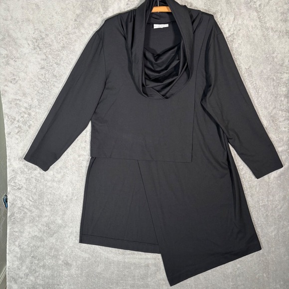 bryn Walker Dresses & Skirts - Bryn Walker Black Modal Blend Asymmetrical Cowl Neck Tunic Dress Women Large USA